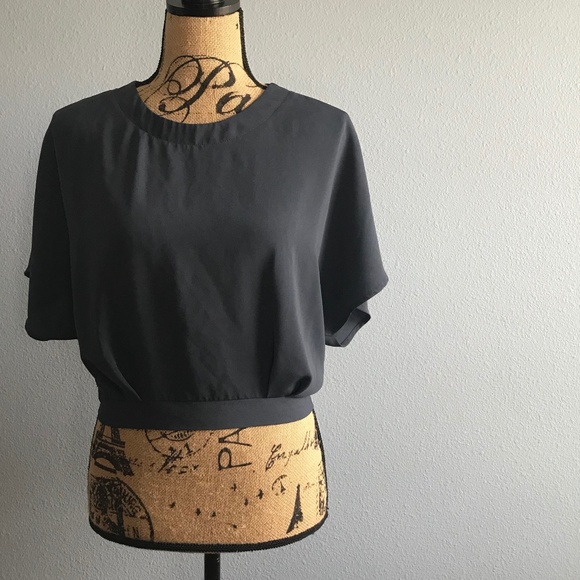 Astr Tops - ASTR Blue Batwing Open Back Cropped Blouse